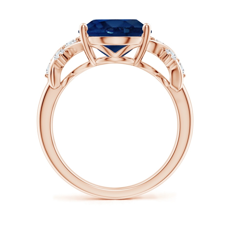 12x10mm AA Solitaire Oval Blue Sapphire Criss Cross Ring with Diamonds in Rose Gold side 199