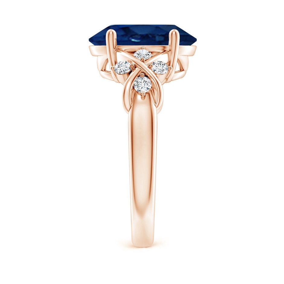 12x10mm AA Solitaire Oval Blue Sapphire Criss Cross Ring with Diamonds in Rose Gold side 299