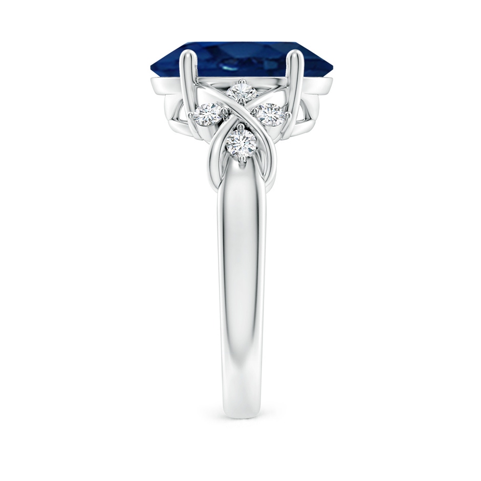 12x10mm AA Solitaire Oval Blue Sapphire Criss Cross Ring with Diamonds in White Gold side 299