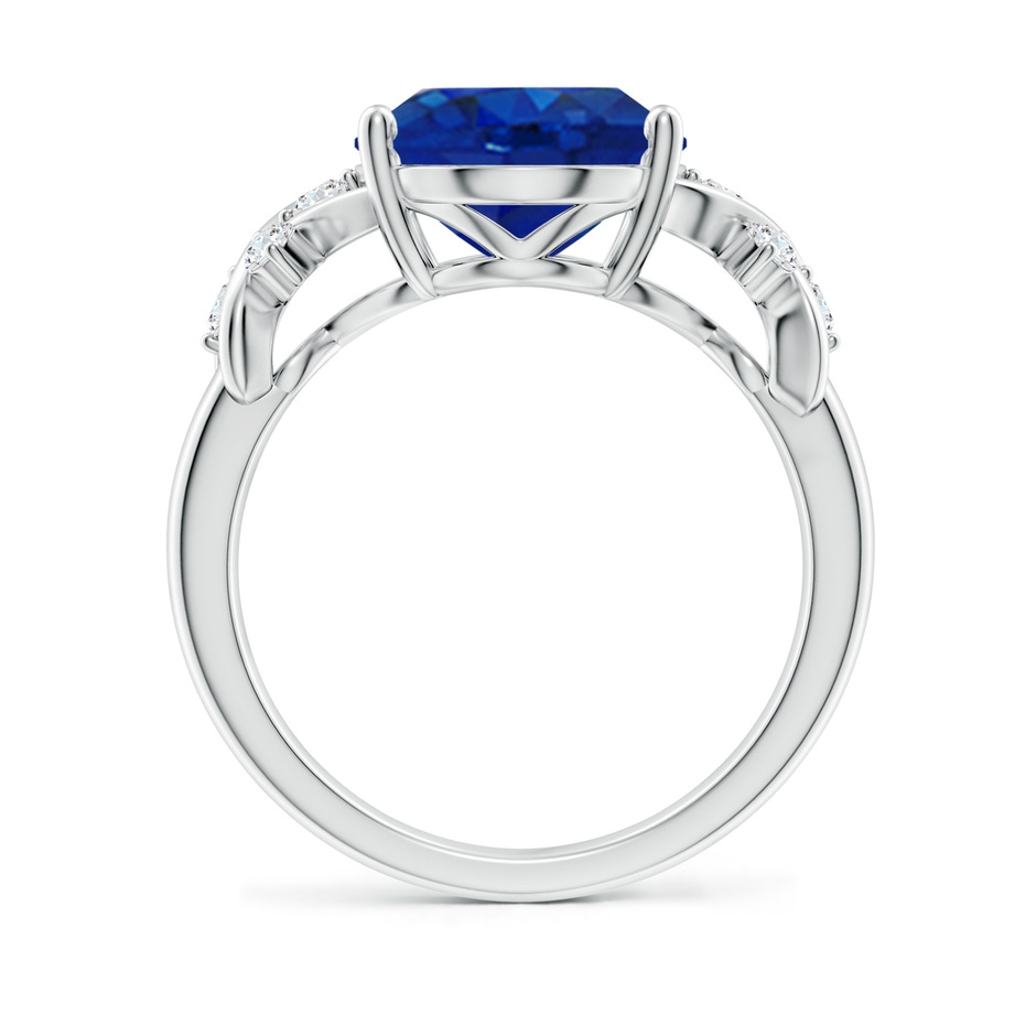 12x10mm AAA Solitaire Oval Blue Sapphire Criss Cross Ring with Diamonds in P950 Platinum side 199