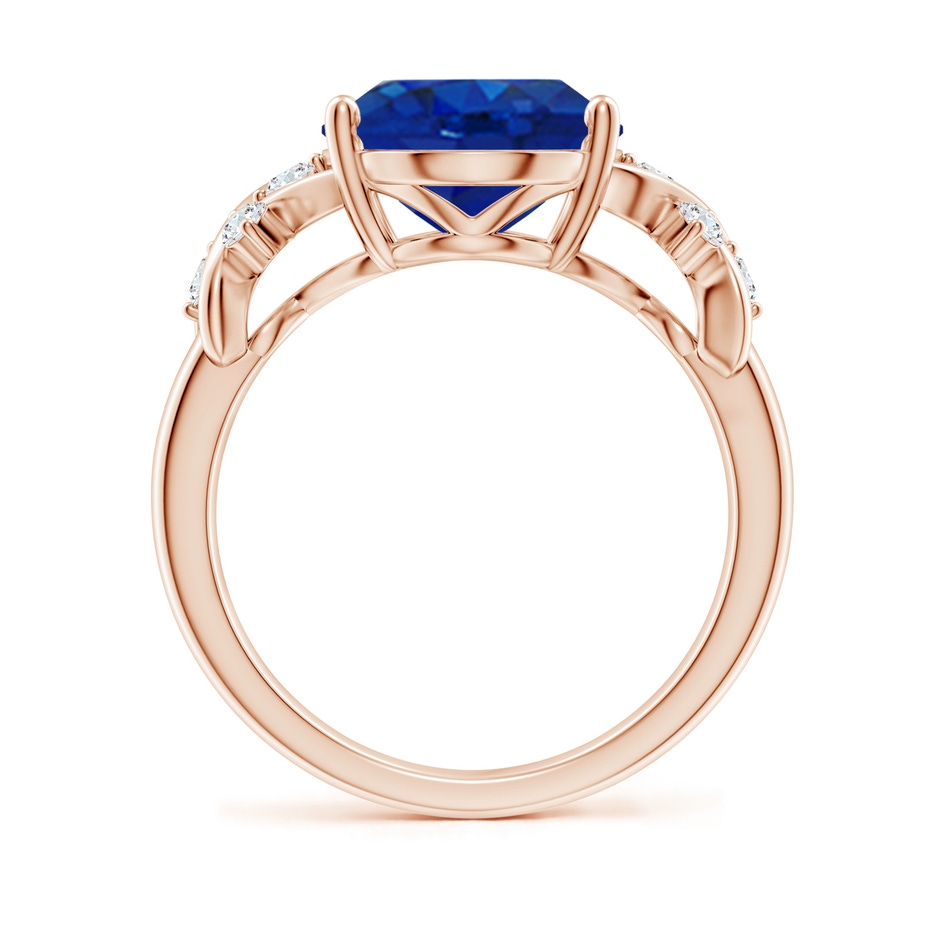 12x10mm AAA Solitaire Oval Blue Sapphire Criss Cross Ring with Diamonds in Rose Gold side 199