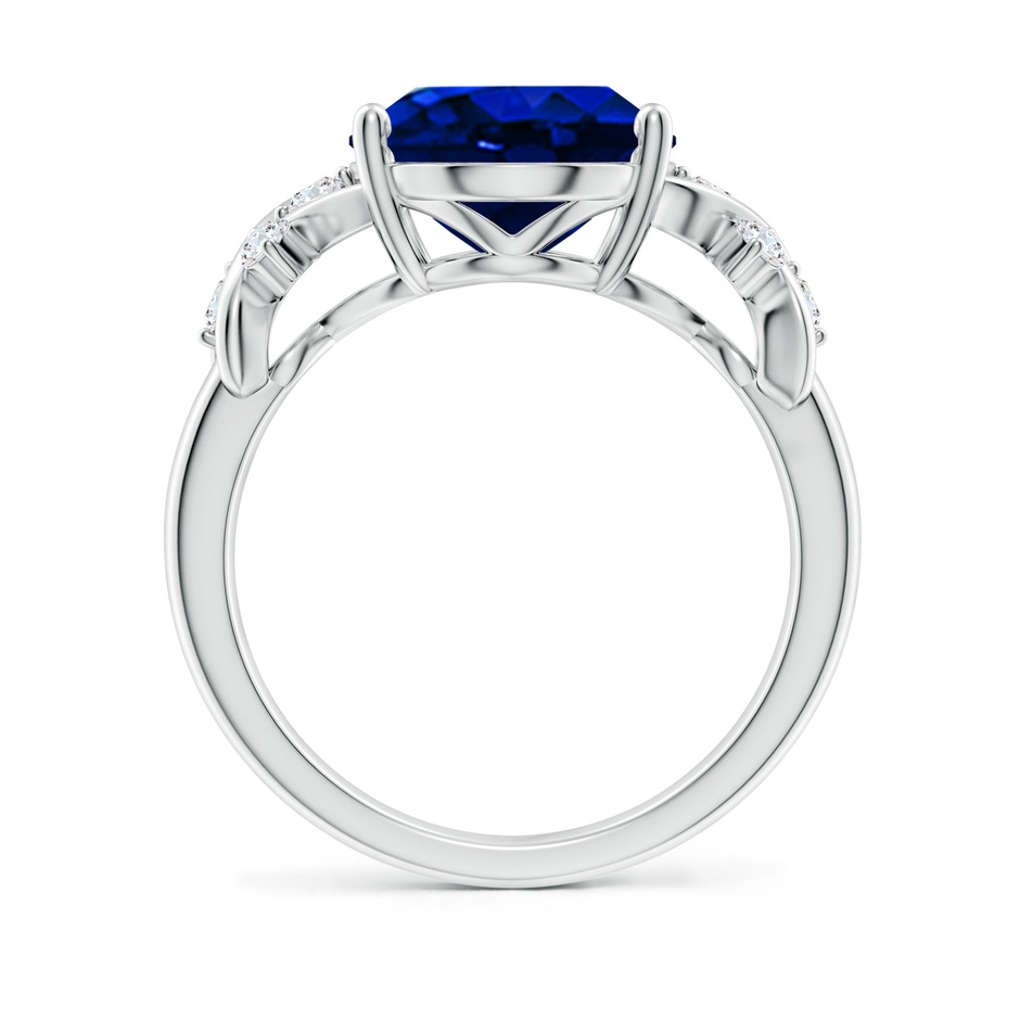 12x10mm AAAA Solitaire Oval Blue Sapphire Criss Cross Ring with Diamonds in White Gold side 199