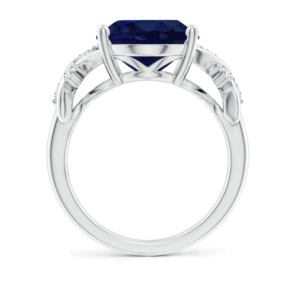 14x10mm A Solitaire Oval Blue Sapphire Criss Cross Ring with Diamonds in P950 Platinum side 199