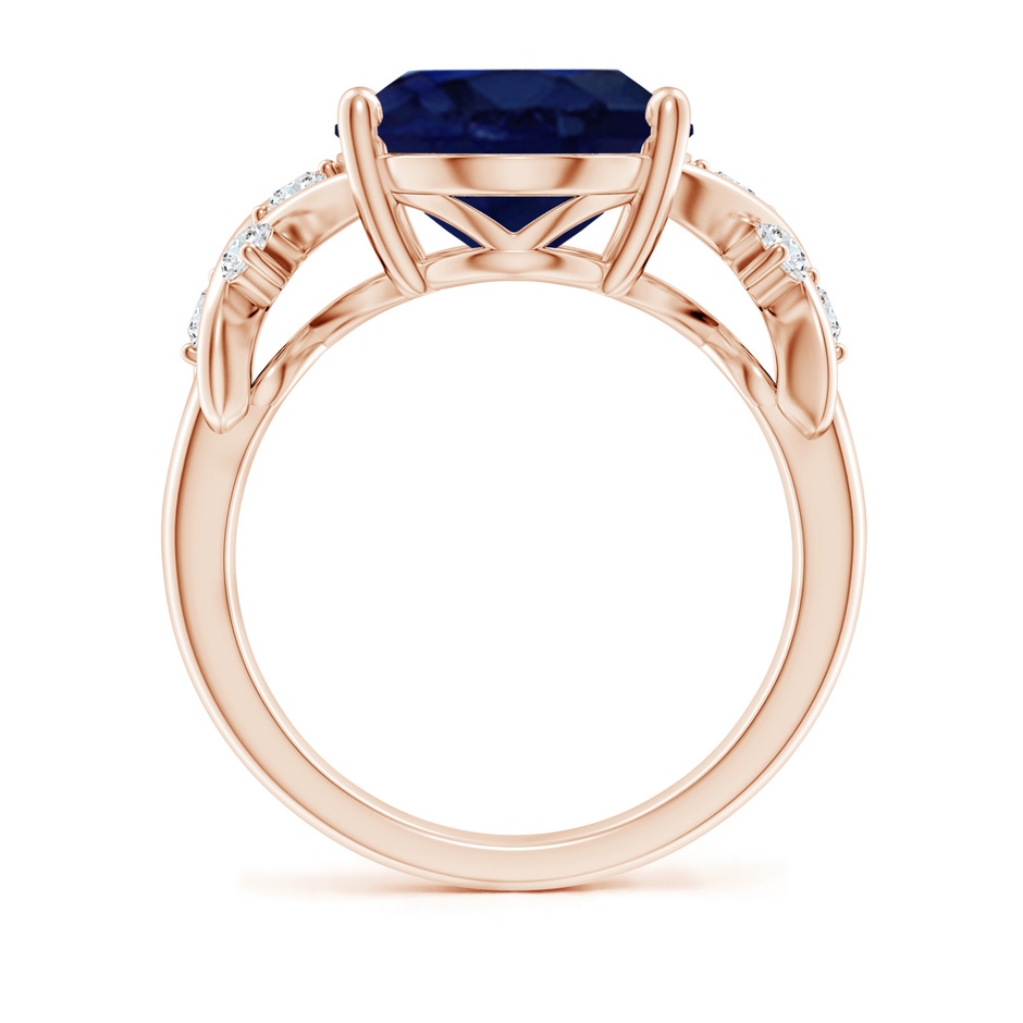 14x10mm A Solitaire Oval Blue Sapphire Criss Cross Ring with Diamonds in Rose Gold side 199