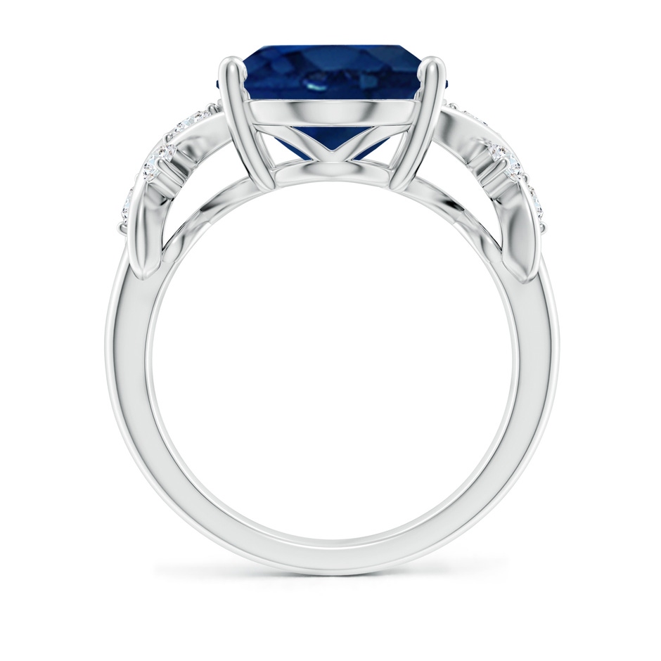 14x10mm AA Solitaire Oval Blue Sapphire Criss Cross Ring with Diamonds in P950 Platinum side 199
