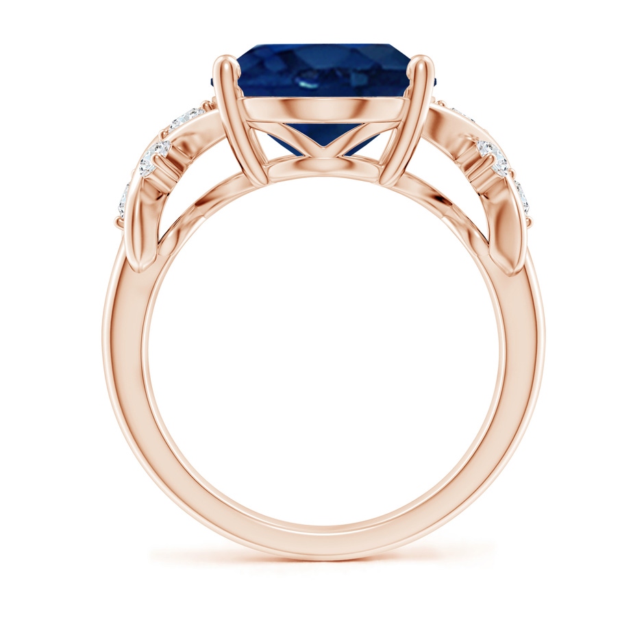 14x10mm AA Solitaire Oval Blue Sapphire Criss Cross Ring with Diamonds in Rose Gold side 199