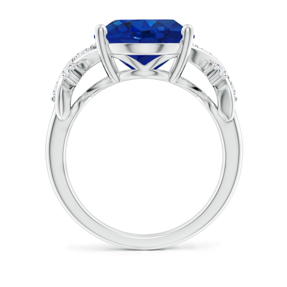 14x10mm AAA Solitaire Oval Blue Sapphire Criss Cross Ring with Diamonds in P950 Platinum side 199