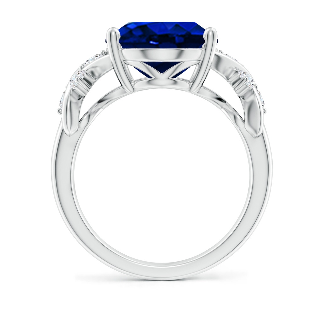 14x10mm AAAA Solitaire Oval Blue Sapphire Criss Cross Ring with Diamonds in P950 Platinum - side 199