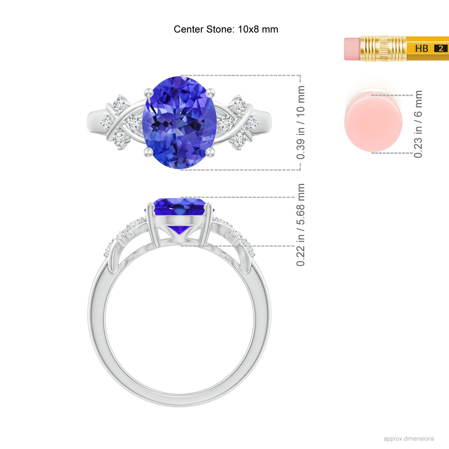 AAA - Tanzanite / 3.07 CT / 14 KT White Gold