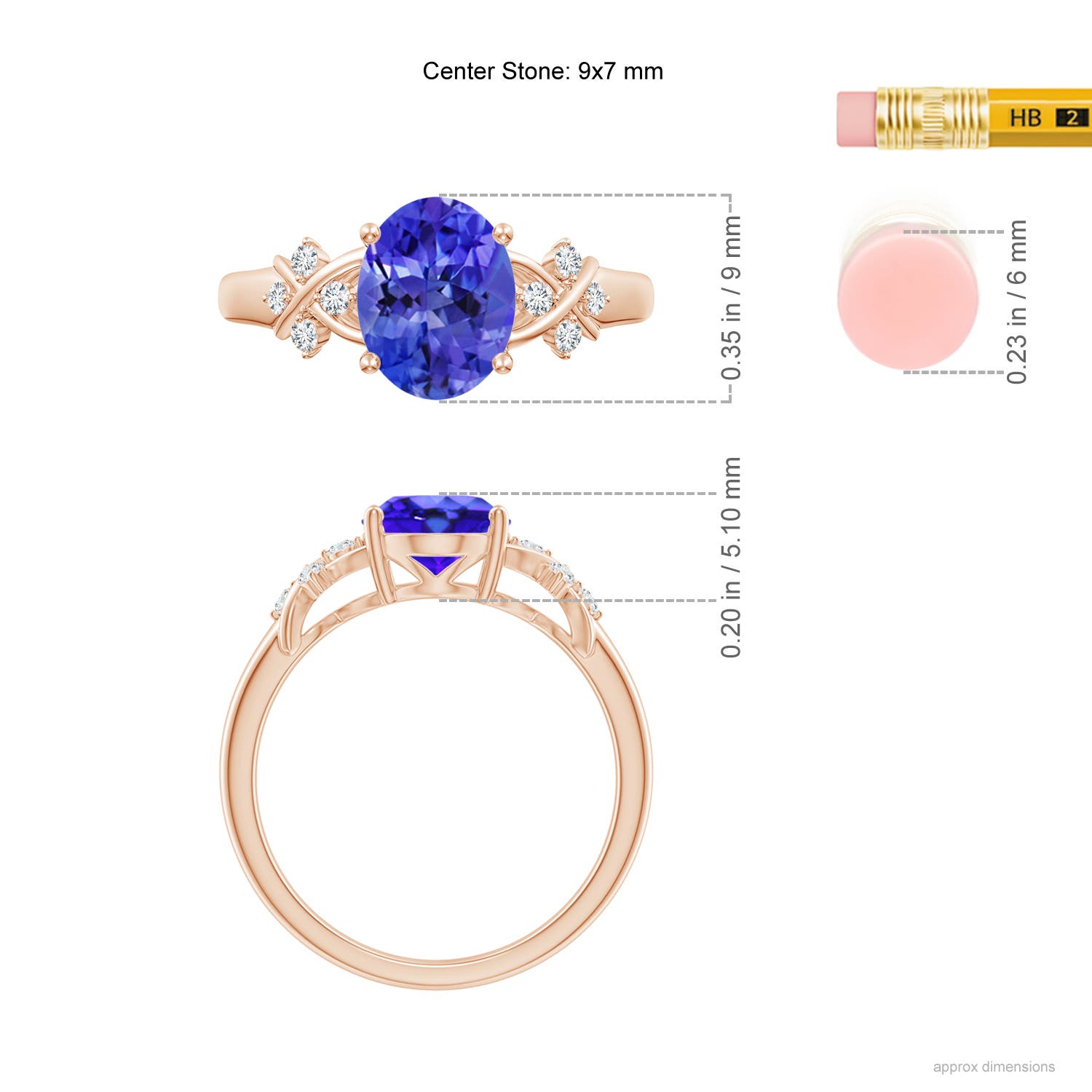 AAA - Tanzanite / 2.01 CT / 14 KT Rose Gold