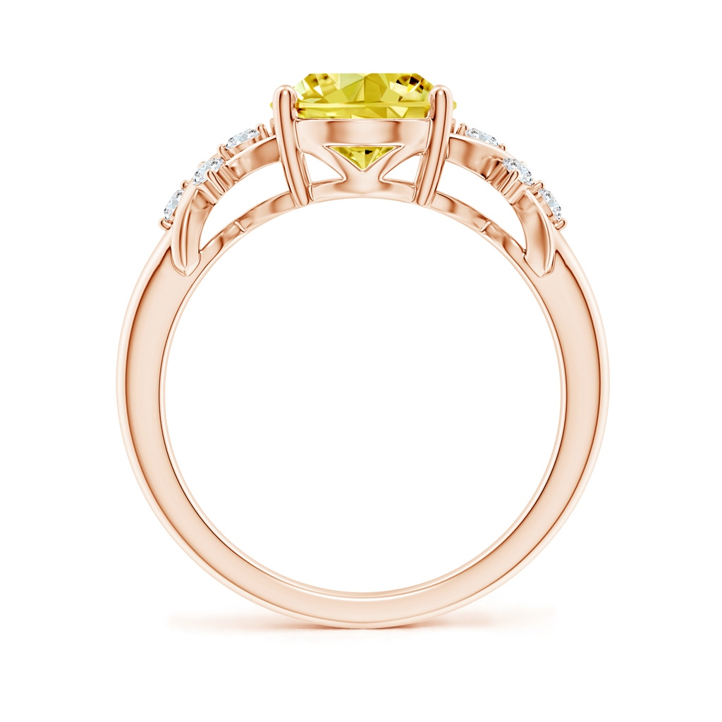 10x8mm AAAA Solitaire Oval Fancy Intense Yellow Diamond Criss Cross Ring in Rose Gold - side 199