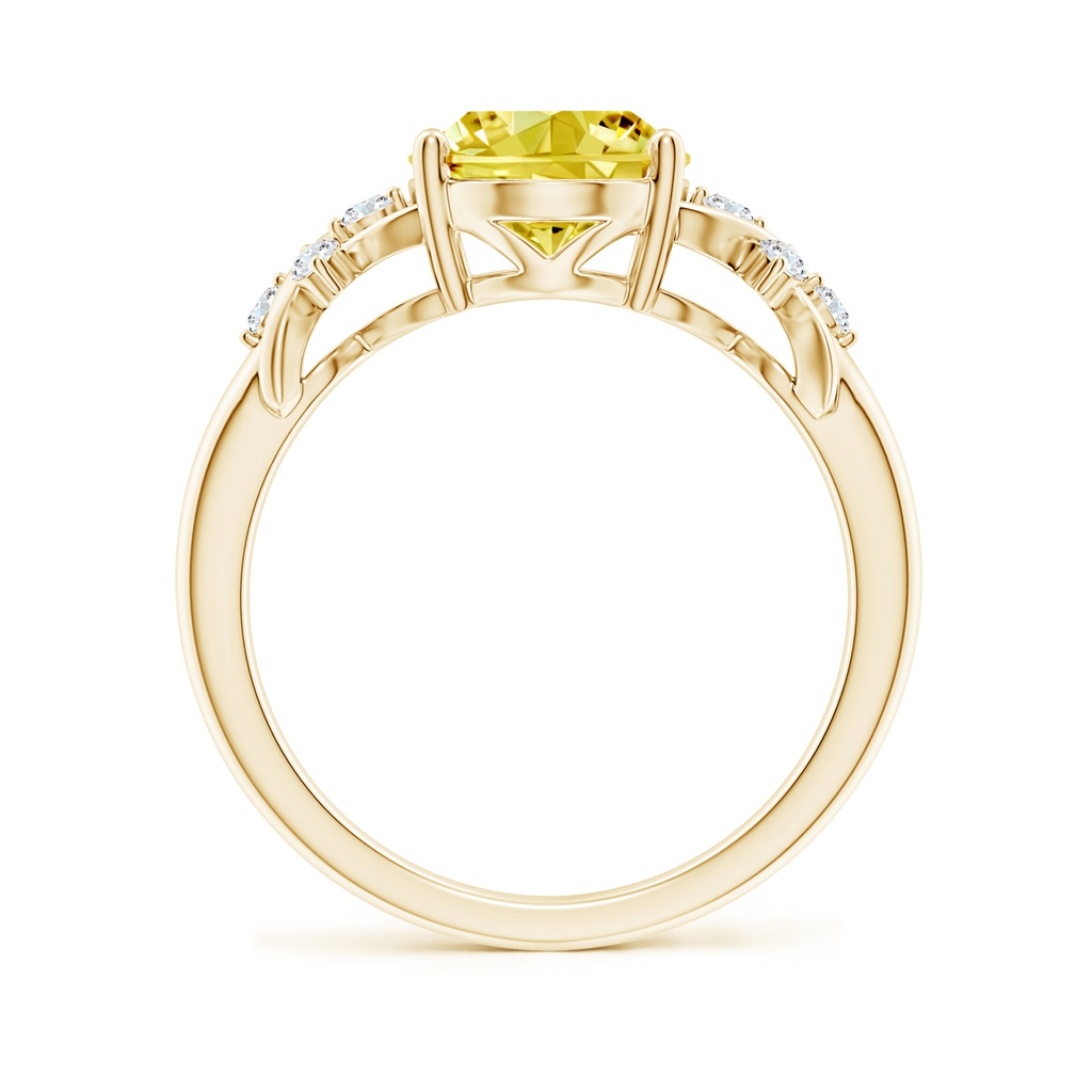 10x8mm AAAA Solitaire Oval Fancy Intense Yellow Diamond Criss Cross Ring in Yellow Gold - side 199