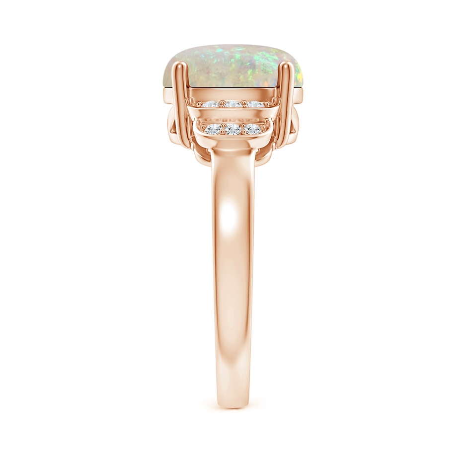 10x8mm AAA Solitaire Oval Opal and Diamond Collar Ring in Rose Gold side-2
