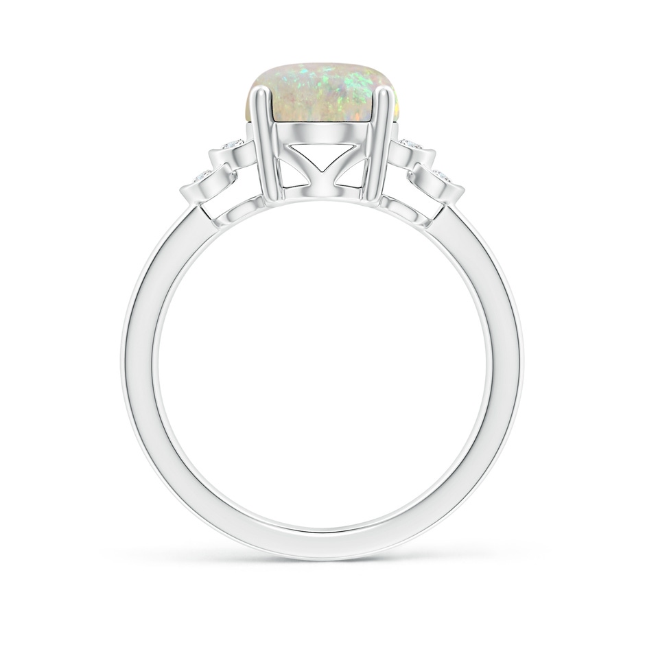 10x8mm AAA Solitaire Oval Opal and Diamond Collar Ring in White Gold side-1