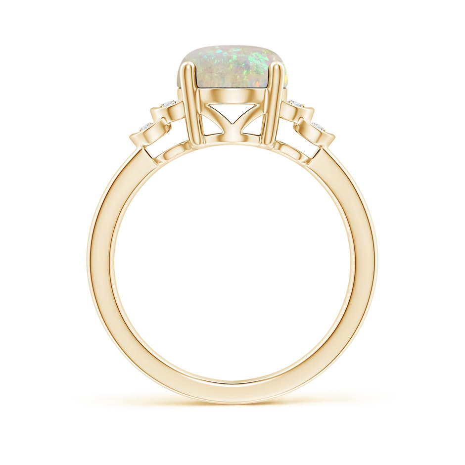 10x8mm AAA Solitaire Oval Opal and Diamond Collar Ring in Yellow Gold side-1