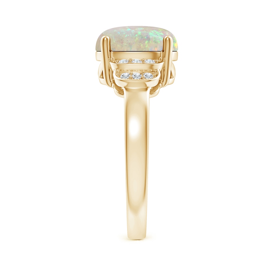 10x8mm AAA Solitaire Oval Opal and Diamond Collar Ring in Yellow Gold side-2