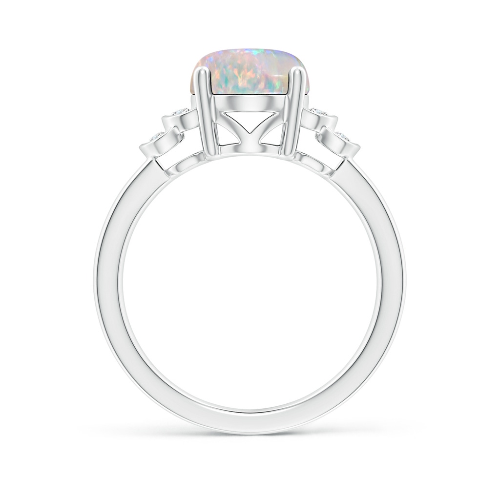 10x8mm AAAA Solitaire Oval Opal and Diamond Collar Ring in 9K White Gold Side1