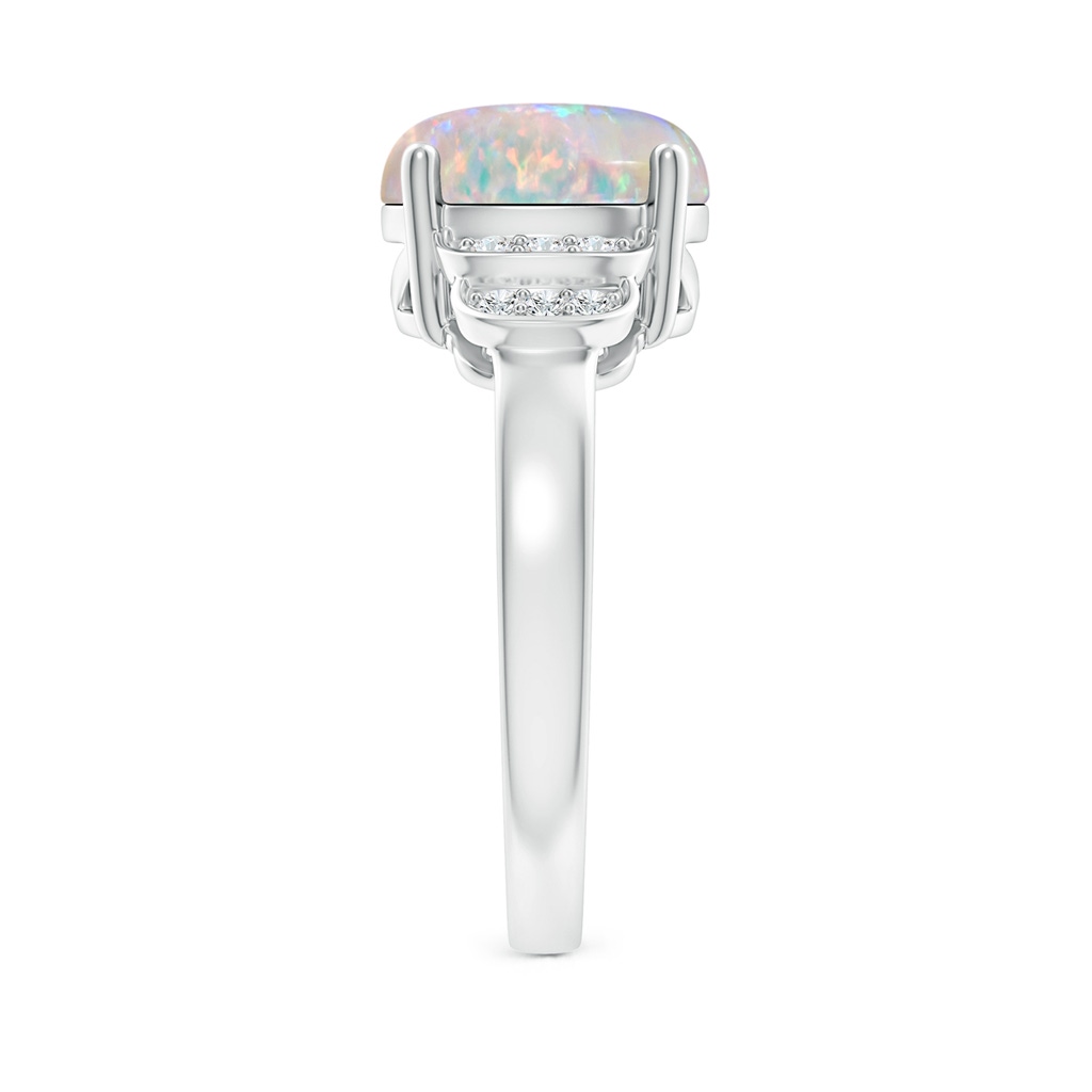 10x8mm AAAA Solitaire Oval Opal and Diamond Collar Ring in 9K White Gold Body-Hand