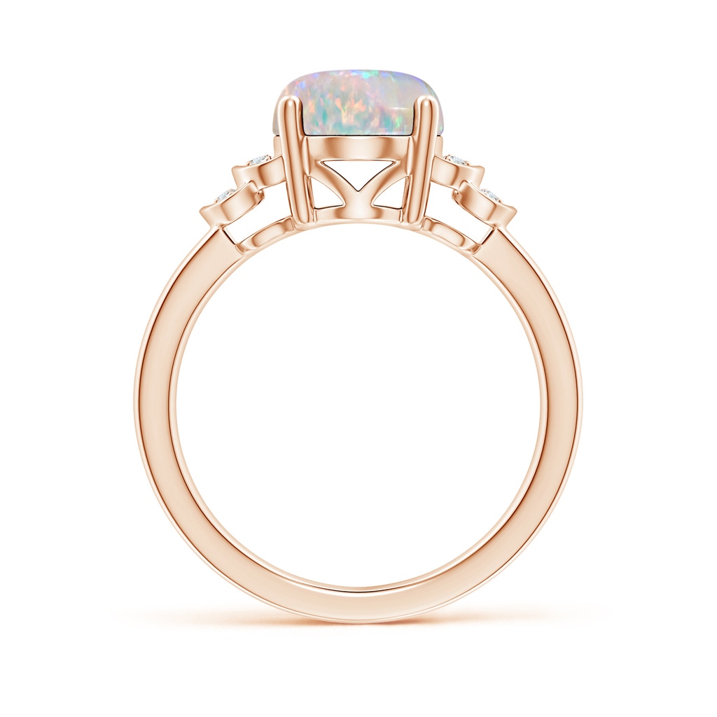10x8mm AAAA Solitaire Oval Opal and Diamond Collar Ring in Rose Gold Side-1