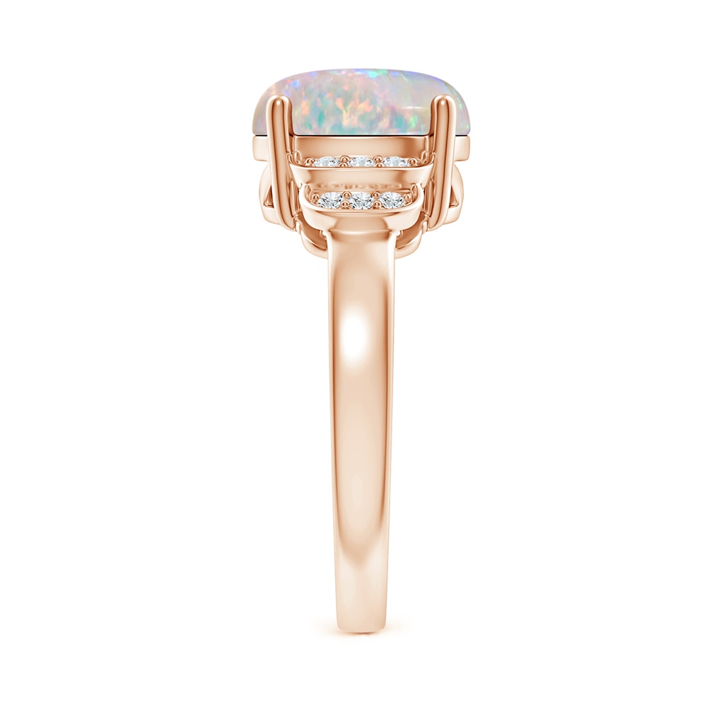 10x8mm AAAA Solitaire Oval Opal and Diamond Collar Ring in Rose Gold Side-2