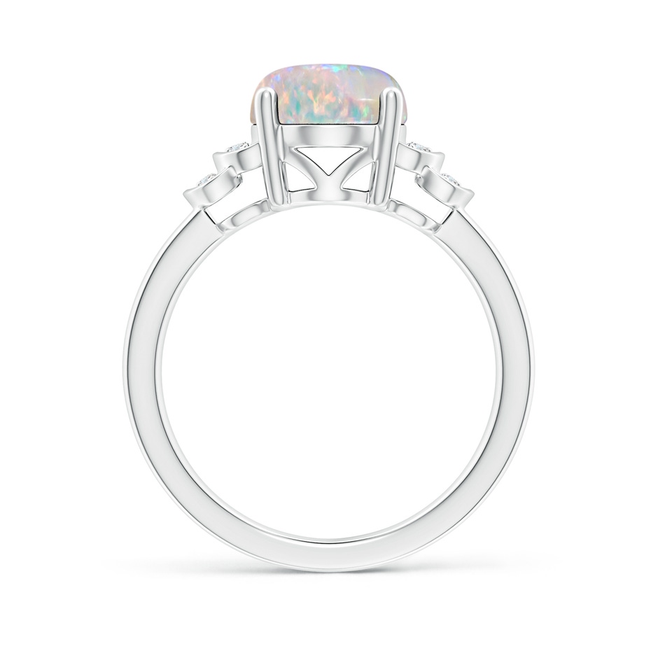 10x8mm AAAA Solitaire Oval Opal and Diamond Collar Ring in White Gold side-1