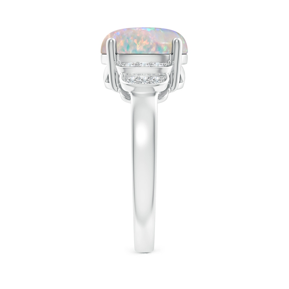 10x8mm AAAA Solitaire Oval Opal and Diamond Collar Ring in White Gold side-2