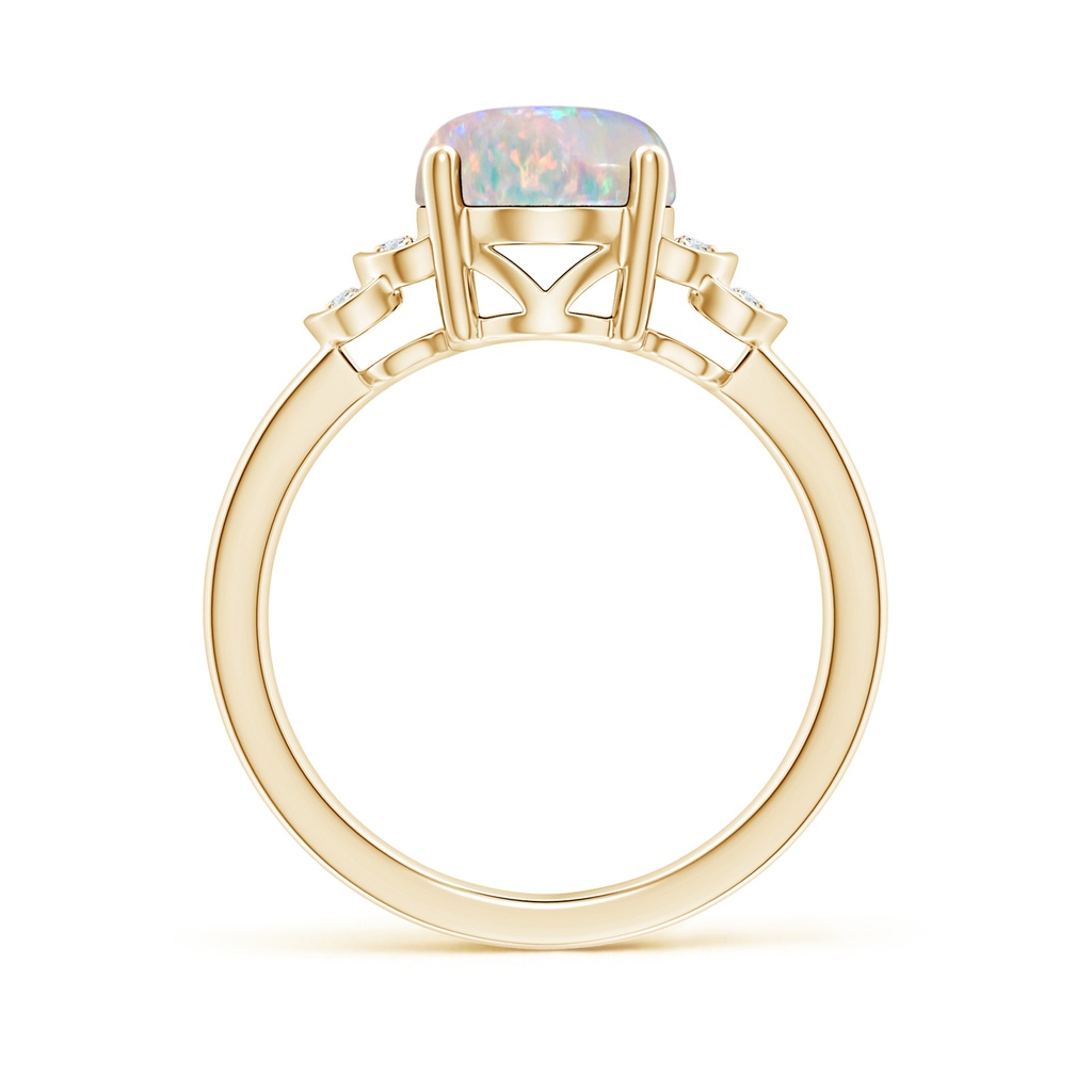 10x8mm AAAA Solitaire Oval Opal and Diamond Collar Ring in Yellow Gold Side-1