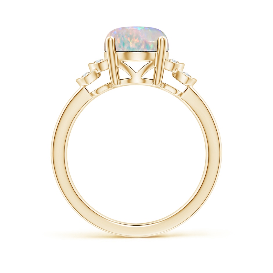 10x8mm AAAA Solitaire Oval Opal and Diamond Collar Ring in Yellow Gold side-1