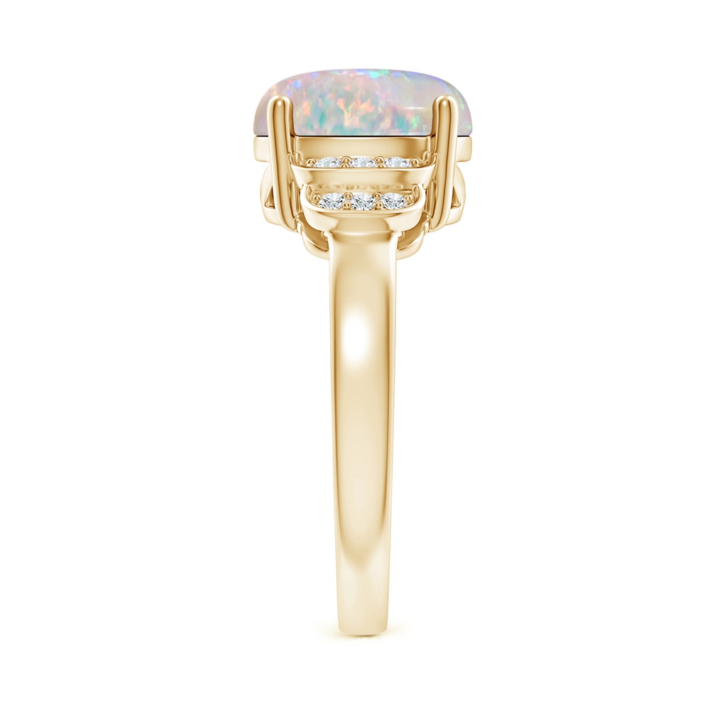 10x8mm AAAA Solitaire Oval Opal and Diamond Collar Ring in Yellow Gold Side-2