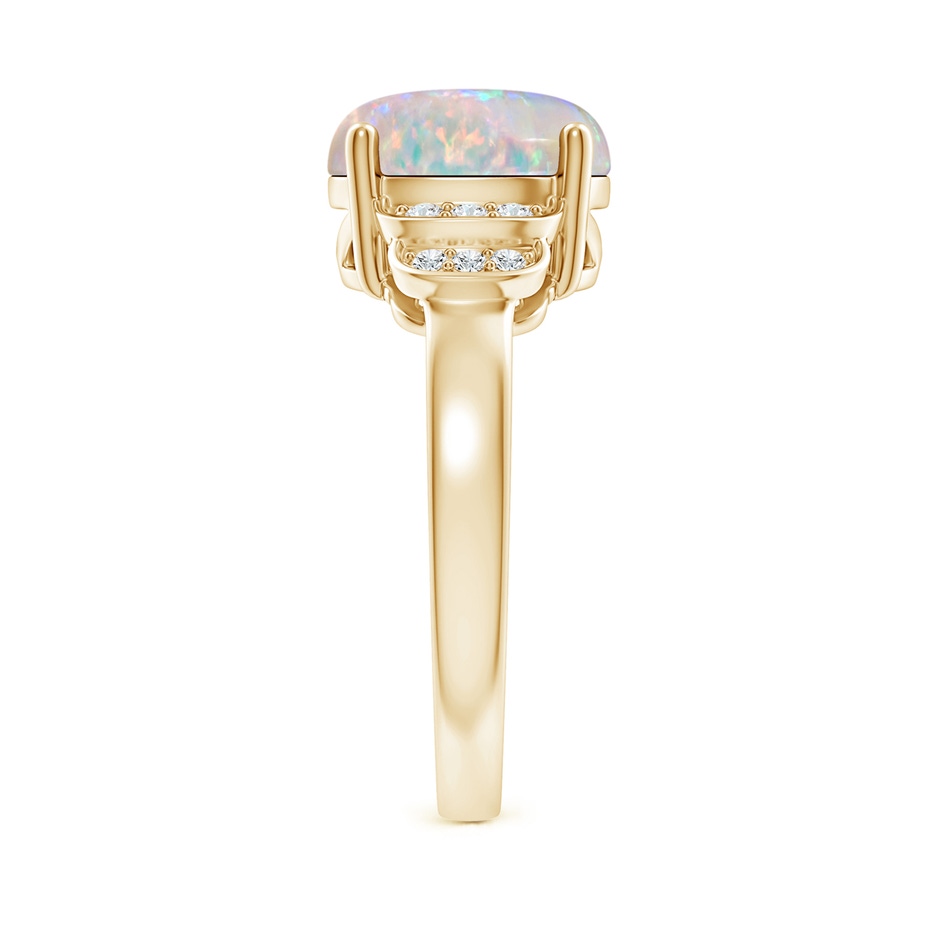 10x8mm AAAA Solitaire Oval Opal and Diamond Collar Ring in Yellow Gold side-2