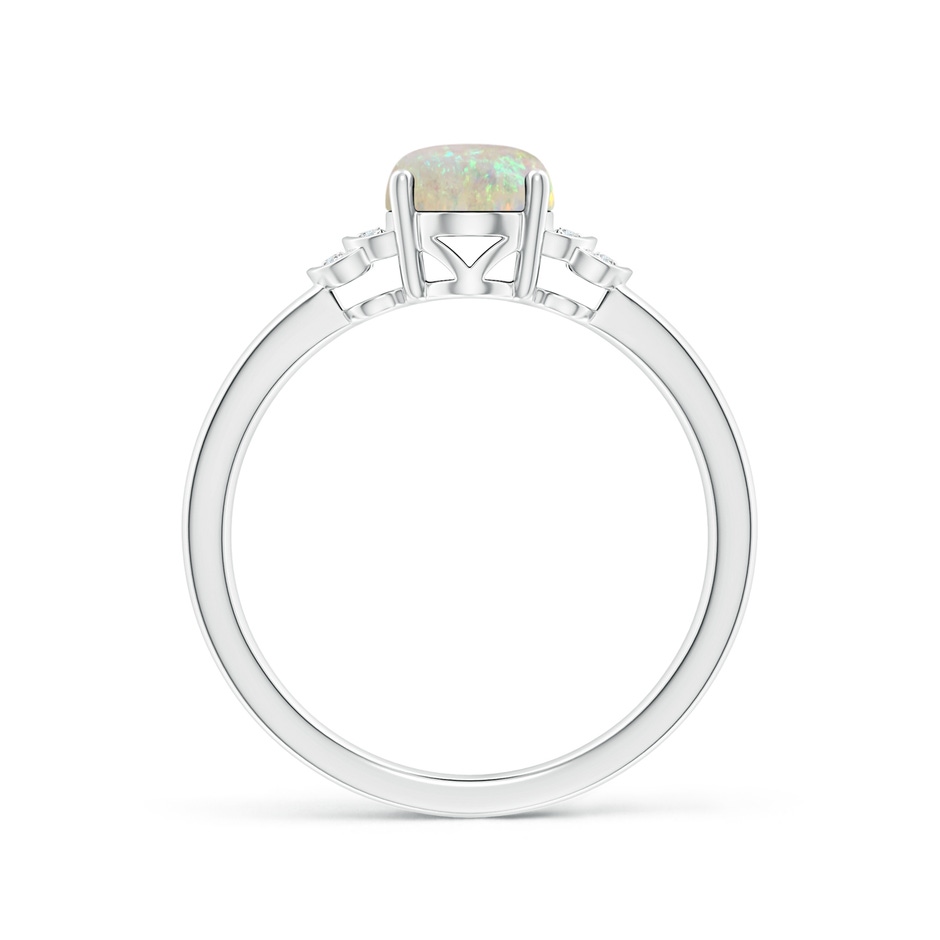 8x6mm AAA Solitaire Oval Opal and Diamond Collar Ring in White Gold side-1