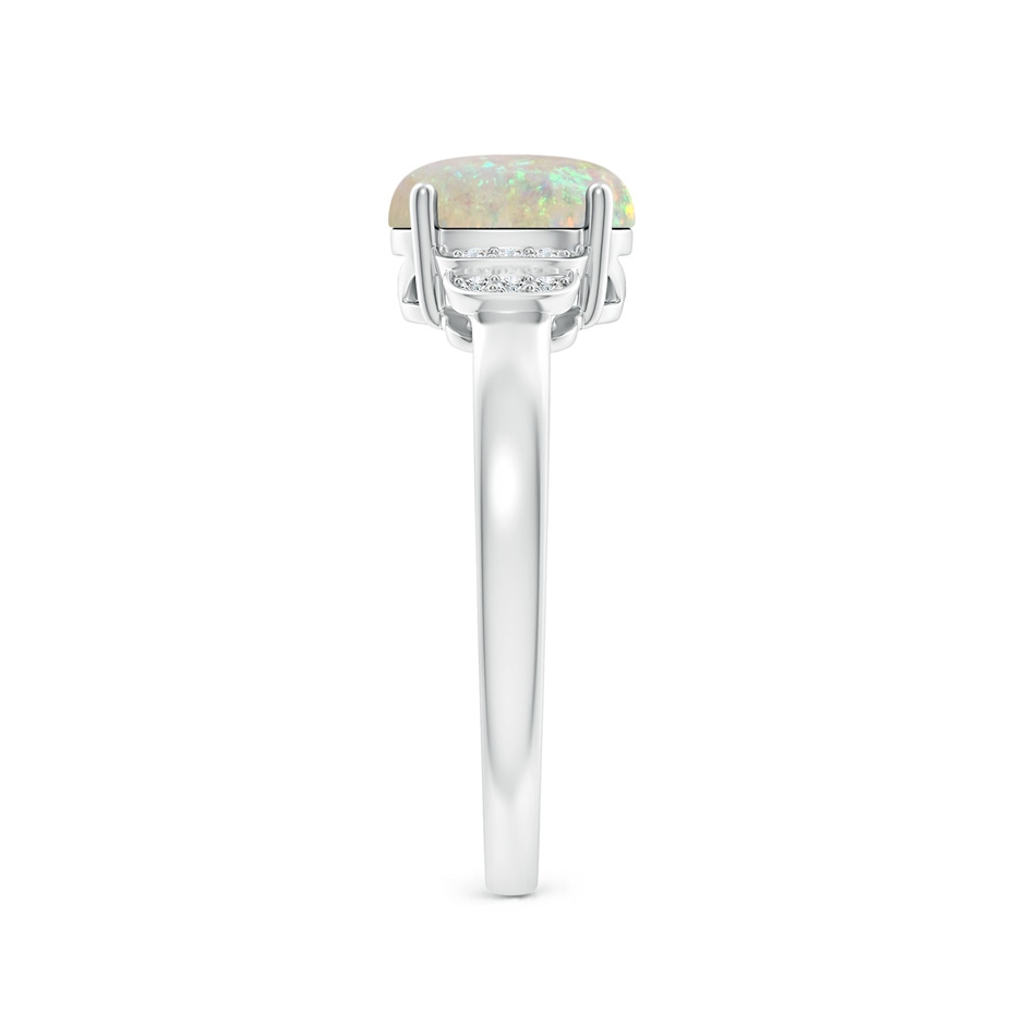 8x6mm AAA Solitaire Oval Opal and Diamond Collar Ring in White Gold side-2
