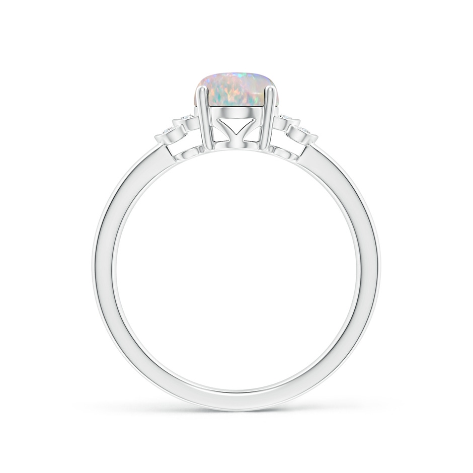 8x6mm AAAA Solitaire Oval Opal and Diamond Collar Ring in White Gold side-1
