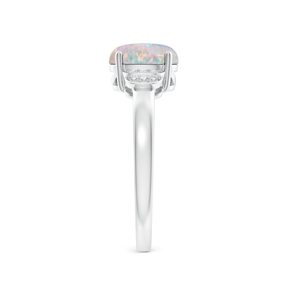 8x6mm AAAA Solitaire Oval Opal and Diamond Collar Ring in White Gold side-2