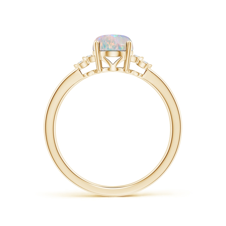 8x6mm AAAA Solitaire Oval Opal and Diamond Collar Ring in Yellow Gold side-1
