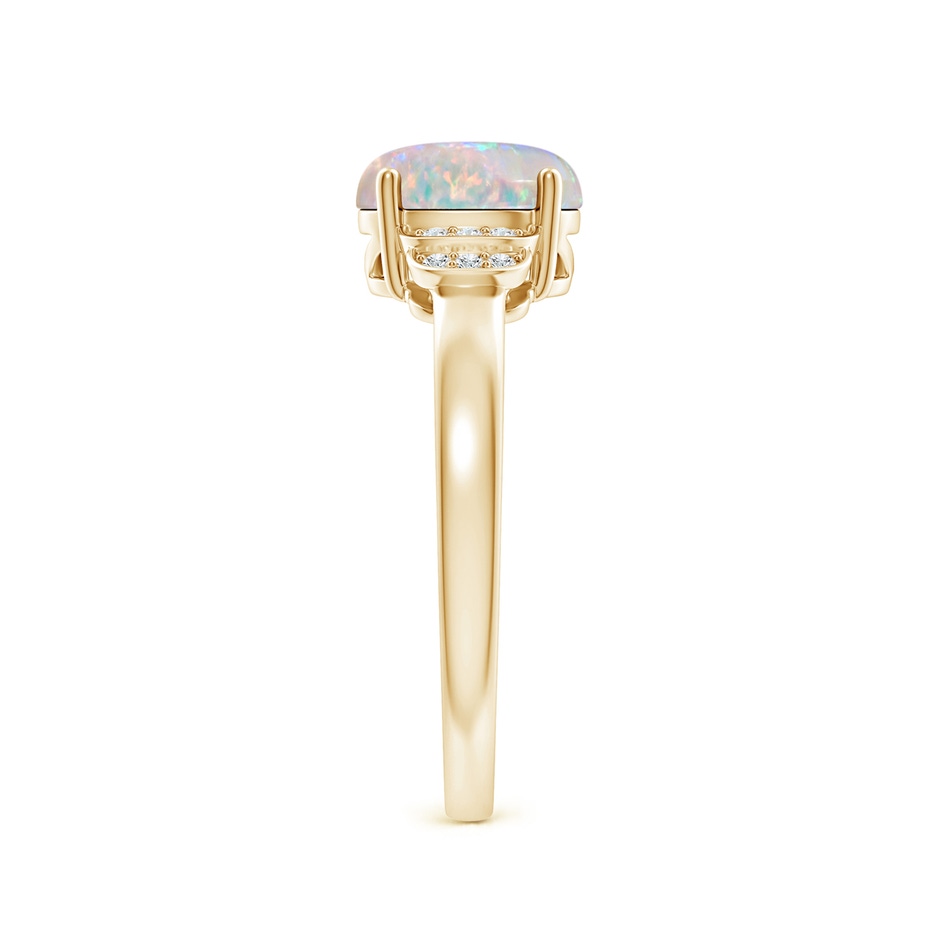 8x6mm AAAA Solitaire Oval Opal and Diamond Collar Ring in Yellow Gold side-2