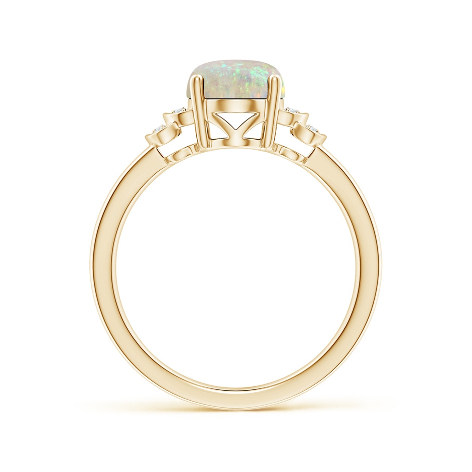 9x7mm AAA Solitaire Oval Opal and Diamond Collar Ring in Yellow Gold side-1