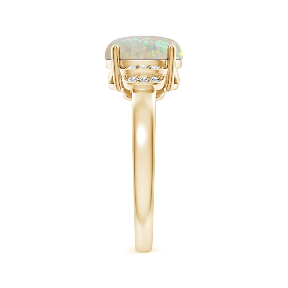 9x7mm AAA Solitaire Oval Opal and Diamond Collar Ring in Yellow Gold side-2