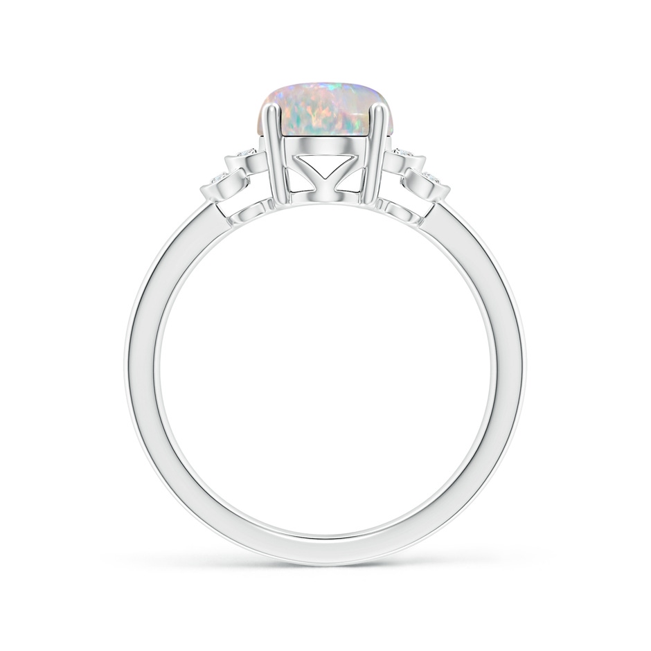 9x7mm AAAA Solitaire Oval Opal and Diamond Collar Ring in P950 Platinum side-1