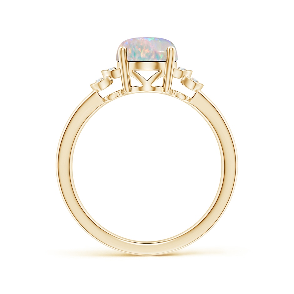 9x7mm AAAA Solitaire Oval Opal and Diamond Collar Ring in Yellow Gold side-1