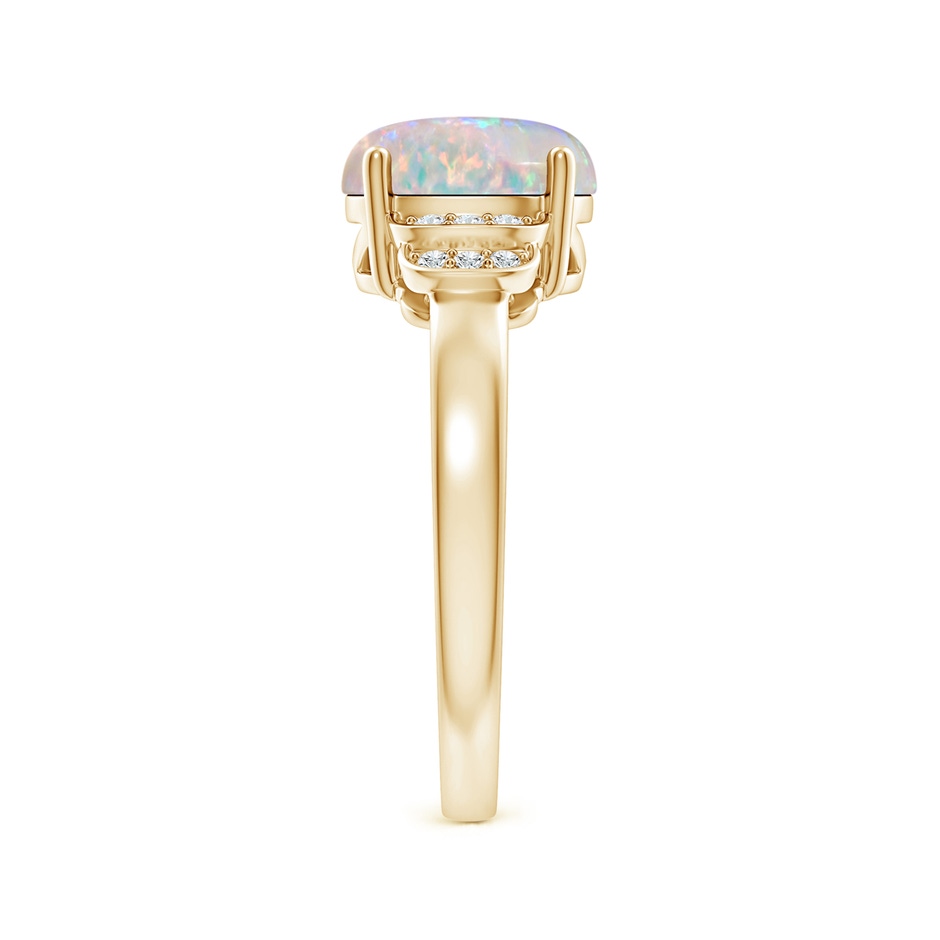 9x7mm AAAA Solitaire Oval Opal and Diamond Collar Ring in Yellow Gold side-2
