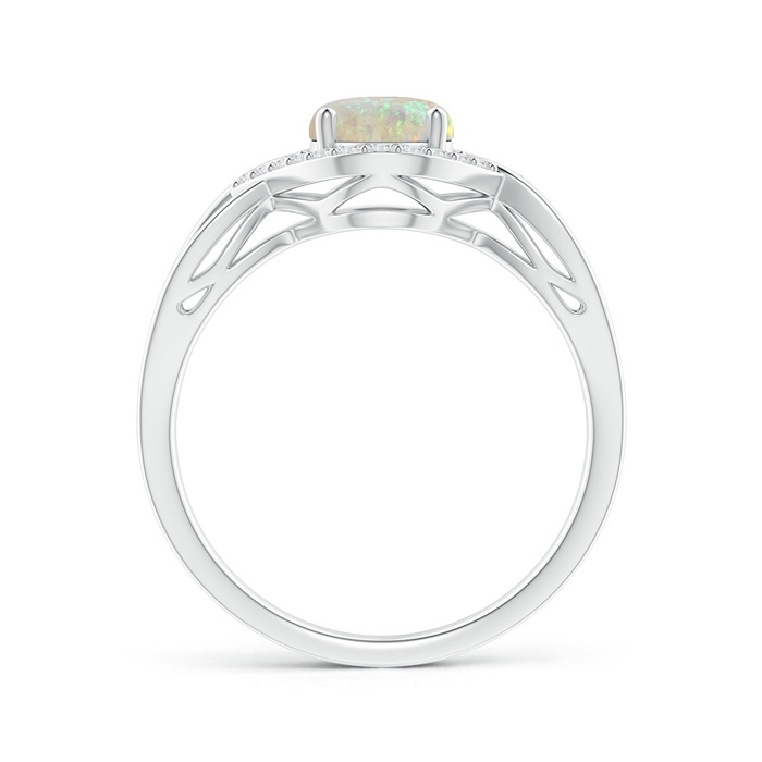 8x6mm AAA Oval-Shaped Opal Entangled Split Shank Ring with Diamond Halo in P950 Platinum side-1