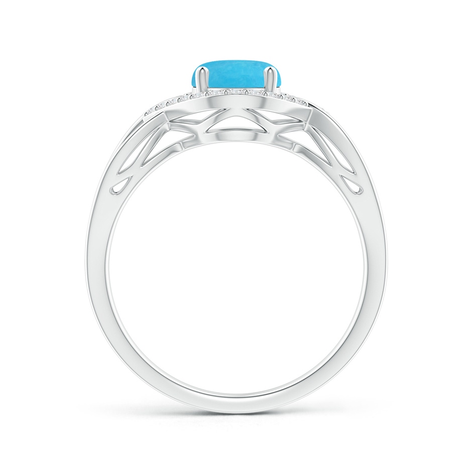 8x6mm A Oval-Shaped Turquoise Entangled Split Shank Ring with Halo in White Gold side 199