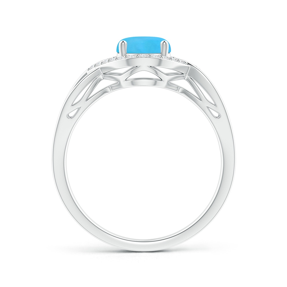 8x6mm AAA Oval-Shaped Turquoise Entangled Split Shank Ring with Halo in White Gold side 199