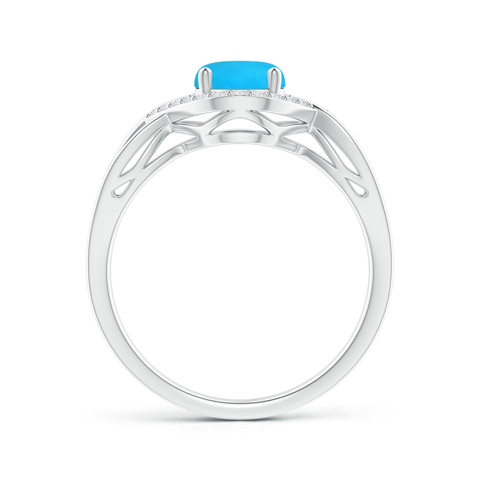 8x6mm AAAA Oval-Shaped Turquoise Entangled Split Shank Ring with Halo in White Gold side 199