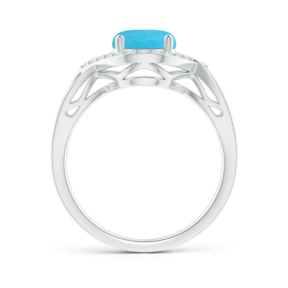 9x7mm A Oval-Shaped Turquoise Entangled Split Shank Ring with Halo in White Gold side 199