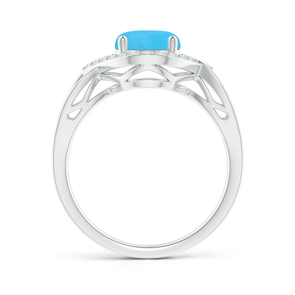 9x7mm AAA Oval-Shaped Turquoise Entangled Split Shank Ring with Halo in 18K White Gold side 199