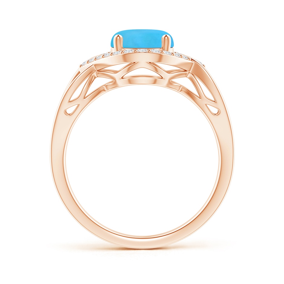 9x7mm AAA Oval-Shaped Turquoise Entangled Split Shank Ring with Halo in Rose Gold side 199