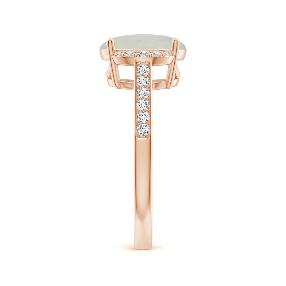 10x8mm A Classic Solitaire Oval Moonstone and Diamond Collar Ring in Rose Gold side-2