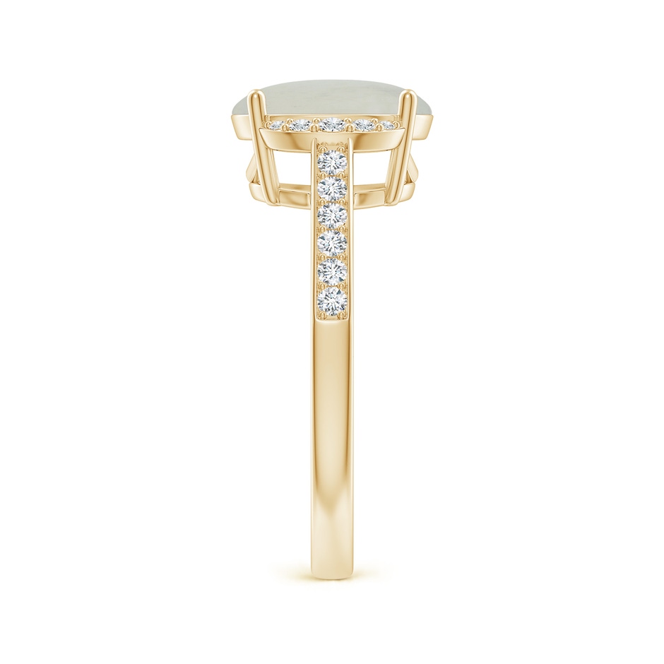 10x8mm A Classic Solitaire Oval Moonstone and Diamond Collar Ring in Yellow Gold side-2